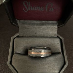 Brand new Men’s Meteorite, Black Zirconium and Rose Gold  Wedding Band, size 10